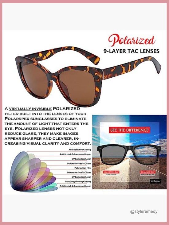 Polarized Cat Eye Sunglasses, Oversized UV400 Protection, Plastic Frame main image 5